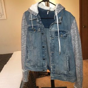 Free People Jean Jacket with grey cotton sleeves